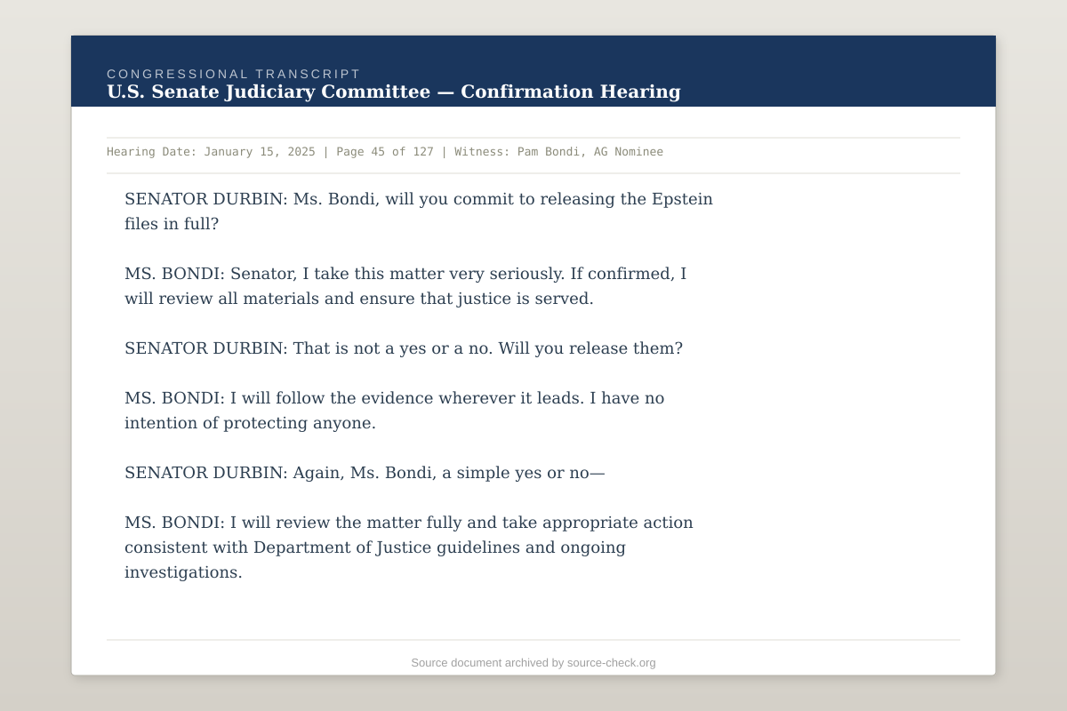 House Judiciary Committee Hearing Transcript, Jan 2025